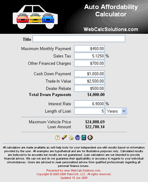 Auto Affordability Calculator