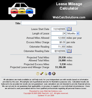 Lease Mileage Calculator