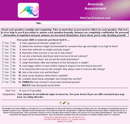 Anorexia Assessment