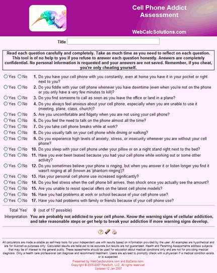 Cell Phone Addict Assessment