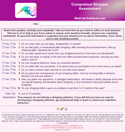 Compulsive Shopper Assessment