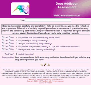 Drug Addiction Assessment