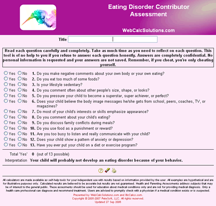 Eating Disorder Contributor Assessment