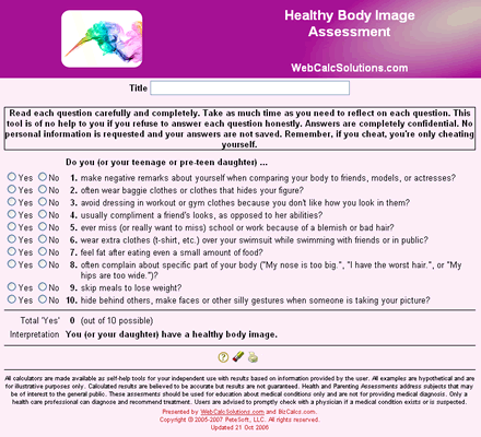 Healthy Body Image Assessment