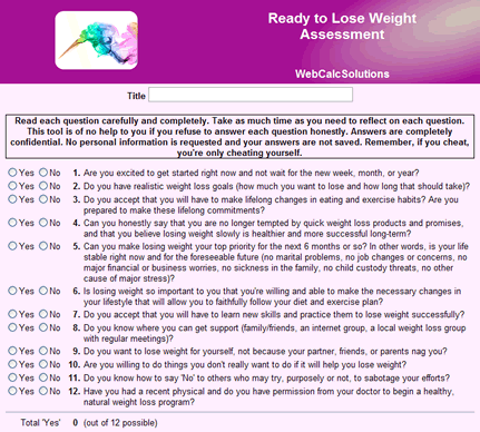 Ready to Lose Weight Assessment