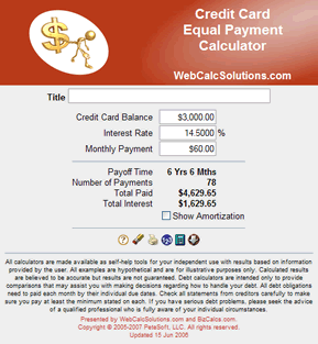 Credit Card Equal Payment Calculator