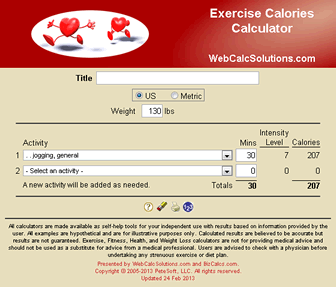 Exercise Calories Calculator
