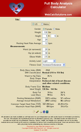 Full Body Analysis Calculator