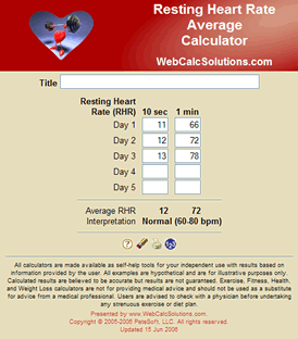 Resting Heart Rate Average Calculator - Information - WebCalcSolutions.com
