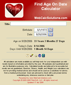 Find Age On Date Calculator
