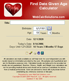 Find Date Given Age Calculator