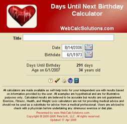 Days Until Next Birthday Calculator