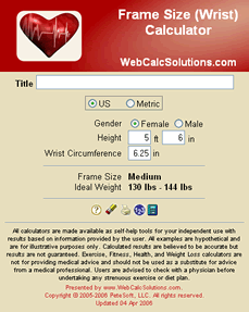 Frame Size (Wrist) Calculator