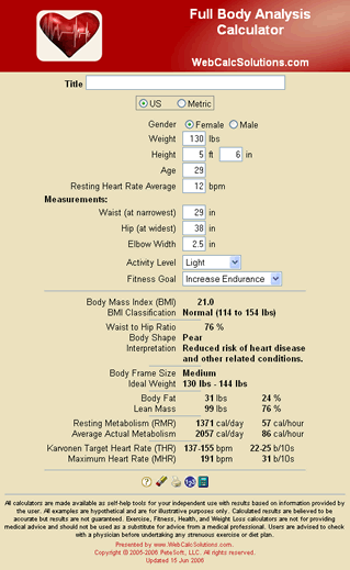 Full Body Analysis Calculator