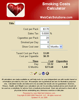 Smoking Costs Calculator