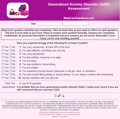 Generalized Anxiety Disorder (GAD) Assessment