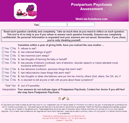 Postpartum Psychosis Assessment