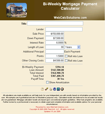 Bi-Weekly Mortgage Payment Calculator