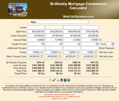 Bi-Weekly Mortgage Comparison Calculator