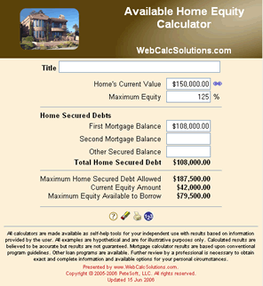 Available Home Equity Calculator