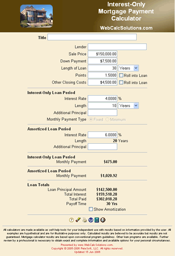 Interest-Only Mortgage Payment Calculator