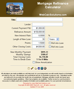 Mortgage Refinance Calculator