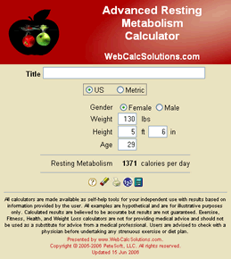 Advanced Resting Metabolism Calculator