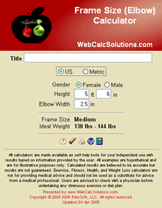 Frame Size (Elbow) Calculator