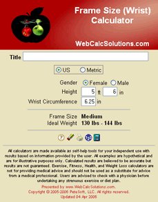 Frame Size (Wrist) Calculator