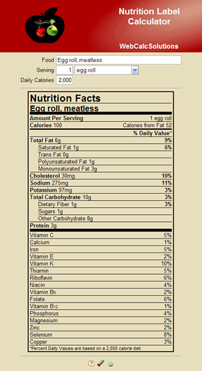 Nutrition Label Calculator