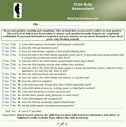 Child Bully Assessment