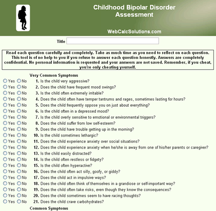 Childhood Bipolar Disorder Assessment