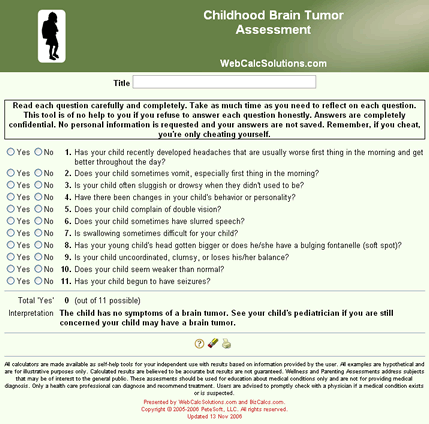 Childhood Brain Tumor Assessment