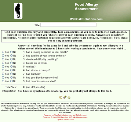 Food Allergy Assessment