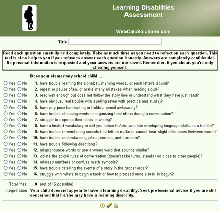 Learning Disabilities Assessment