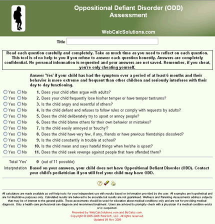 Oppositional Defiant Disorder (ODD) Assessment