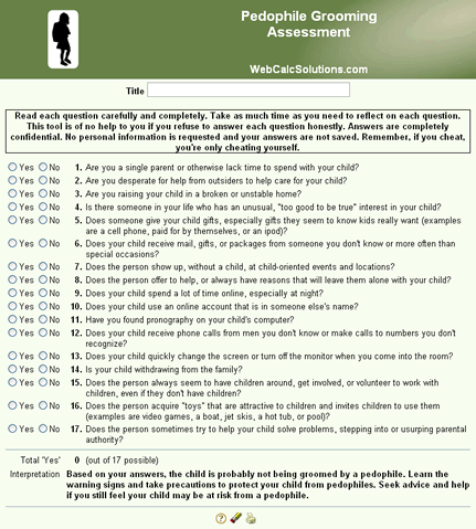 Pedophile Grooming Assessment