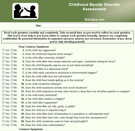 Childhood Bipolar Disorder Assessment