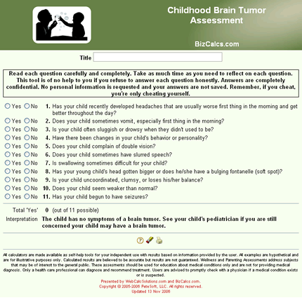 Childhood Brain Tumor Assessment