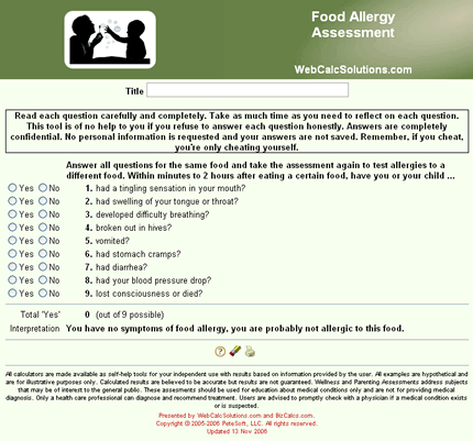 Food Allergy Assessment