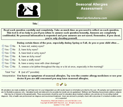 Seasonal Allergies Assessment