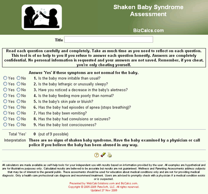 Shaken Baby Syndrome Assessment