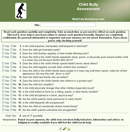 Child Bully Assessment