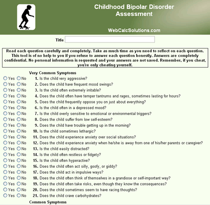 Childhood Bipolar Disorder Assessment