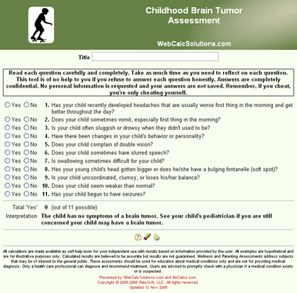 Childhood Brain Tumor Assessment