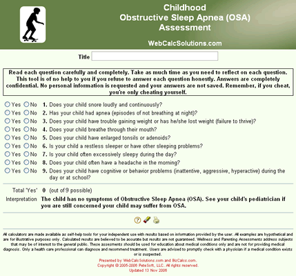 Childhood Obstructive Sleep Apnea (OSA) Assessment