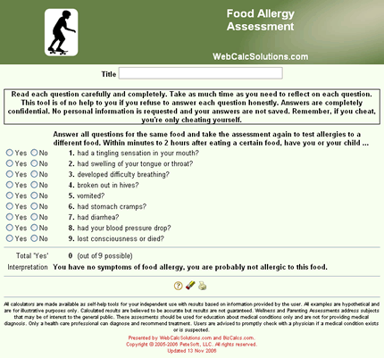 Food Allergy Assessment