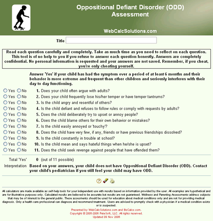 Oppositional Defiant Disorder (ODD) Assessment