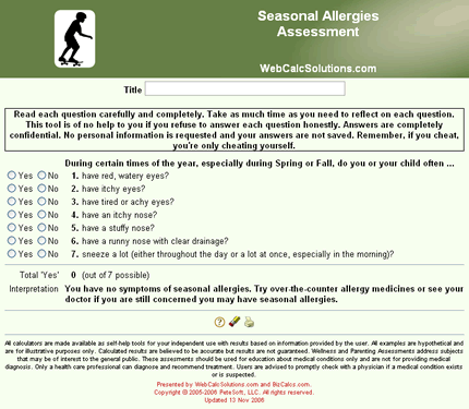 Seasonal Allergies Assessment