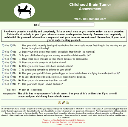 Childhood Brain Tumor Assessment